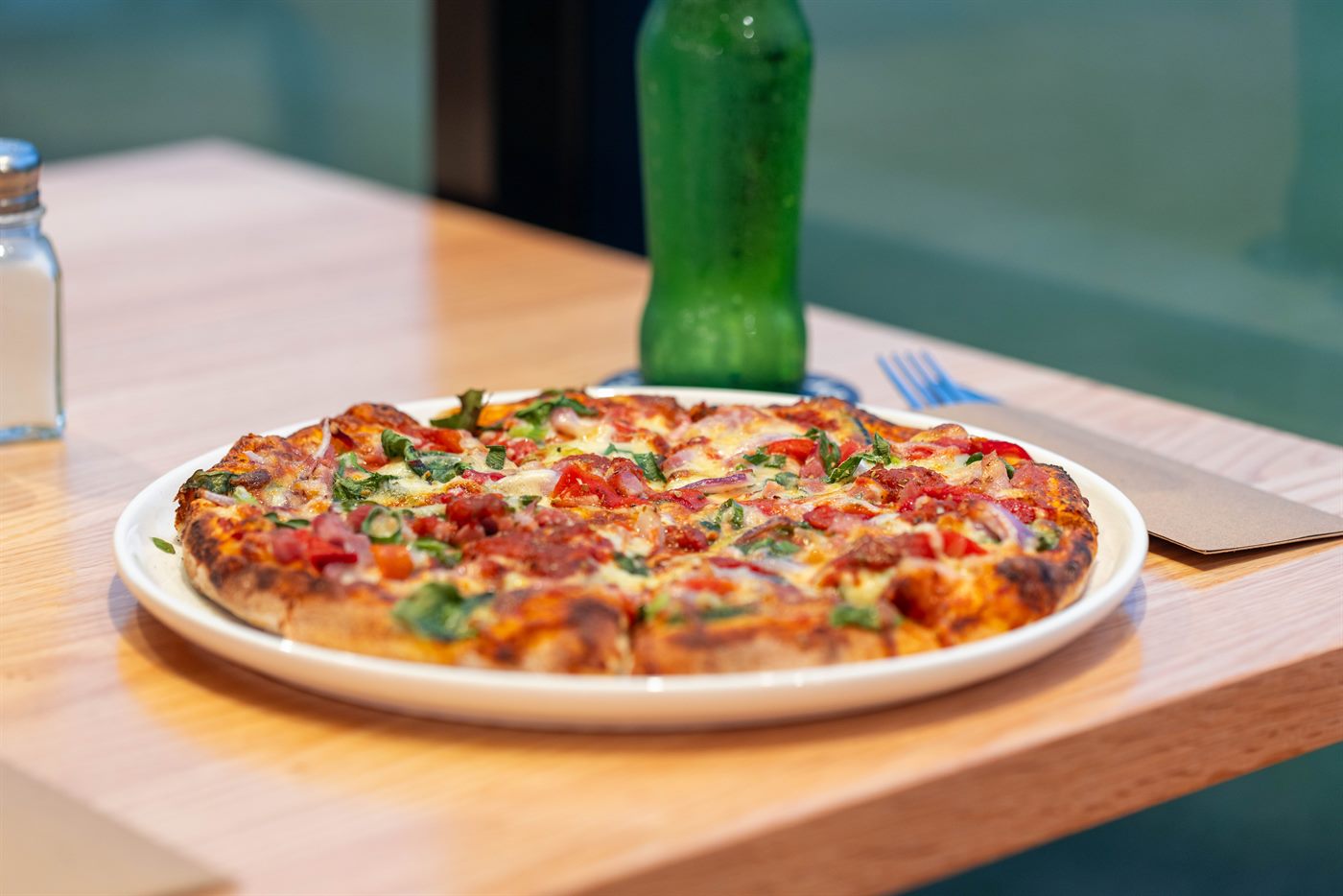 Woodfired pizza fresh from the oven