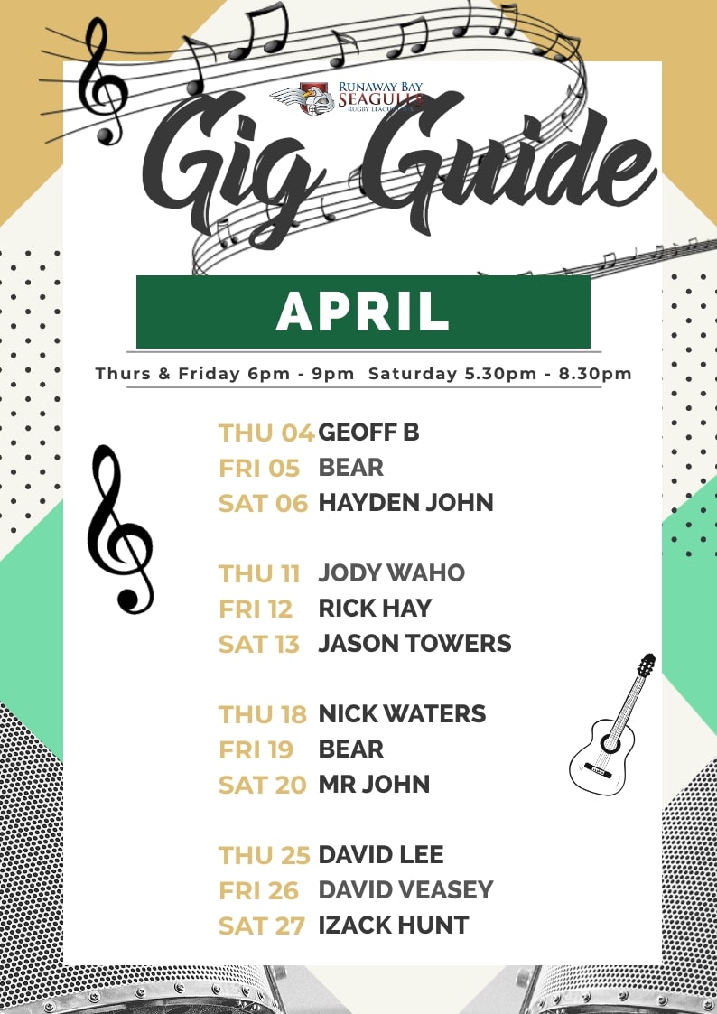 Runaway Bay Tavern Gig Guide for March