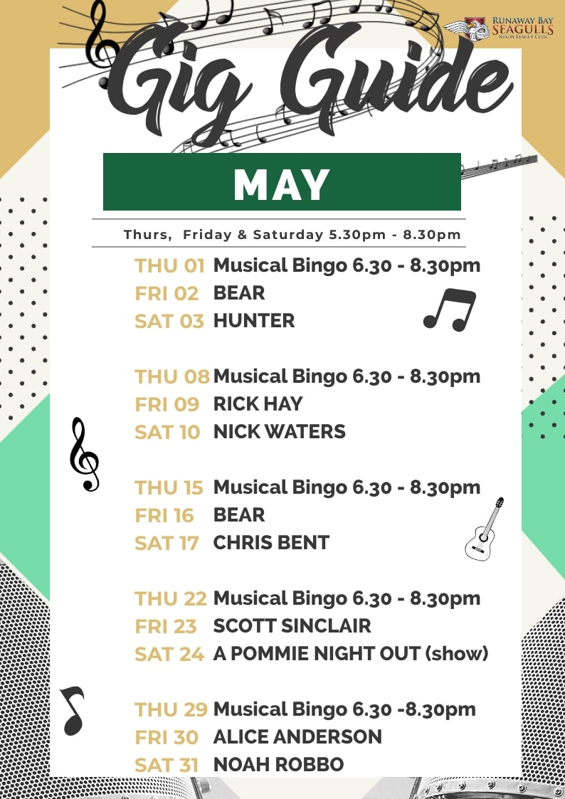 Runaway Bay Tavern Gig Guide for March