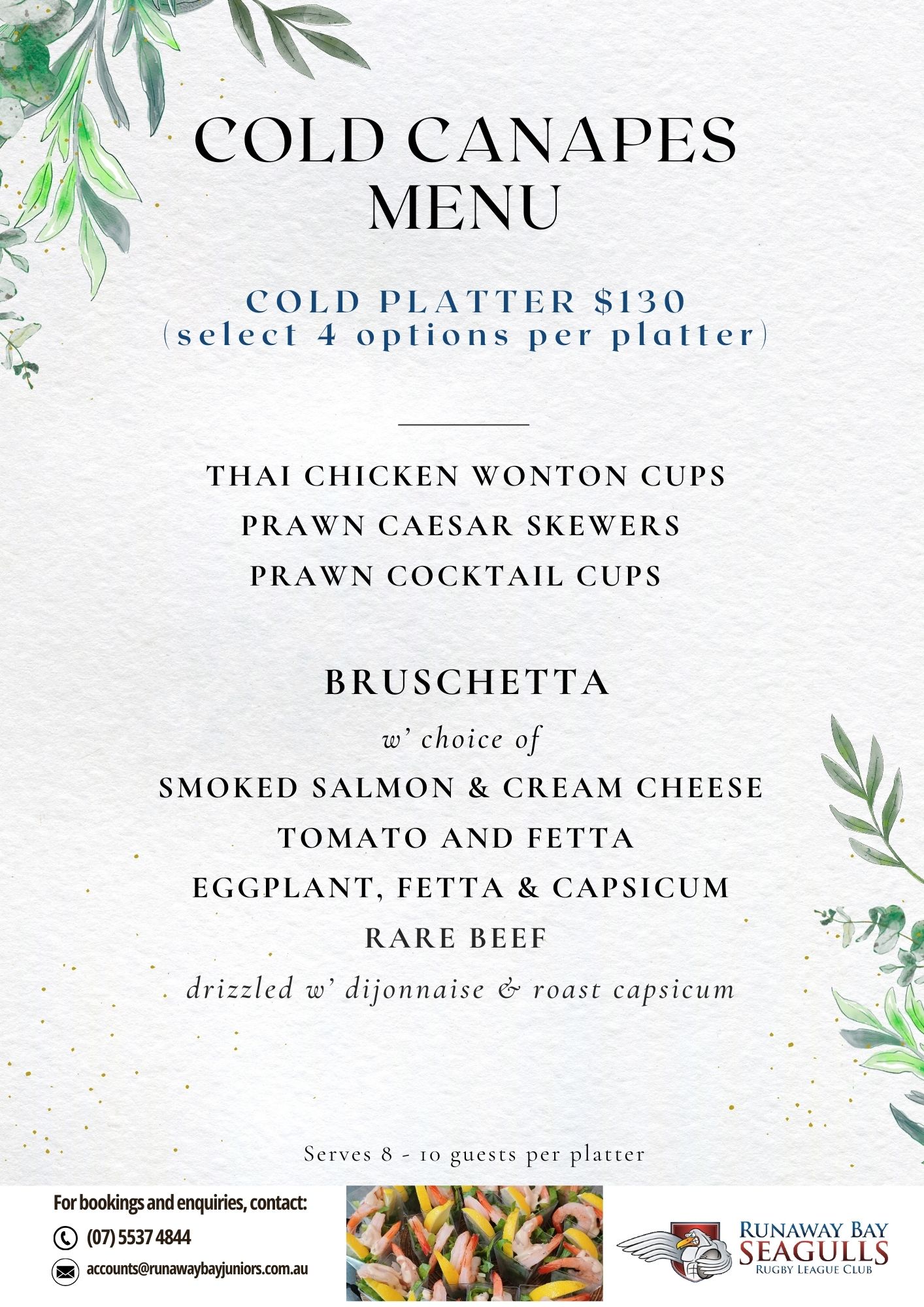 Restaurant in Runaway Bay menu
