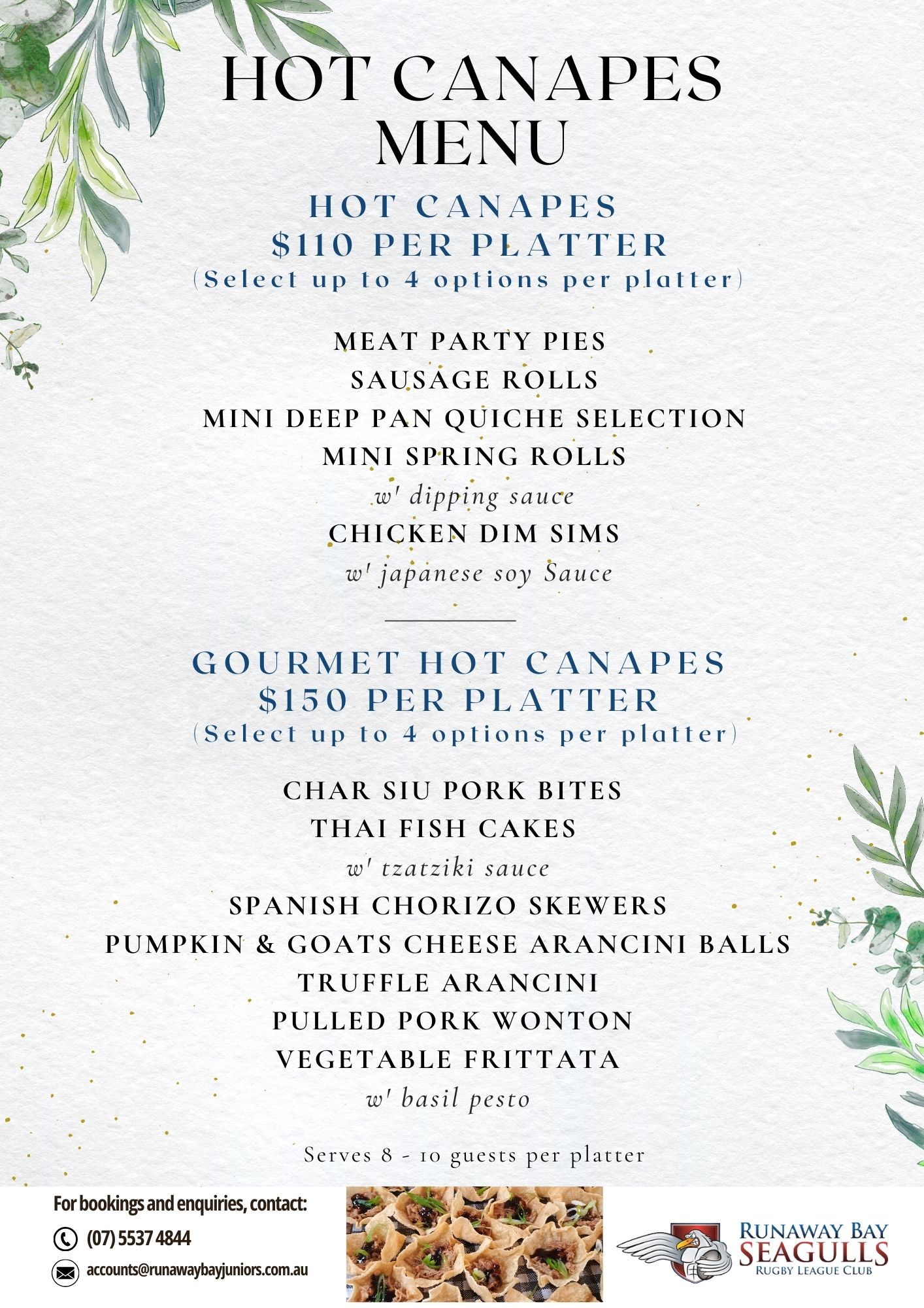 Restaurant in Runaway Bay menu